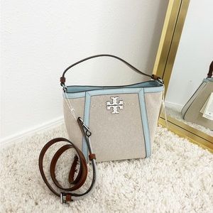 Tory Burch Mcgraw Small Canvas Bucket Bag NWT!